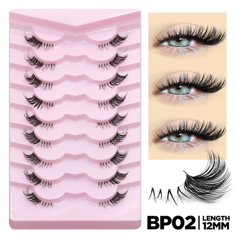Product Introduction of GROINNEYA Half Eyelashes Natural Cat Eye Lashes Soft Wispy Clear Band Lashes With Winged Ends For Extended Eye Look Makeup 15