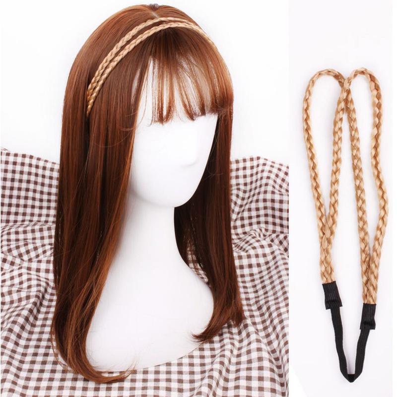 Product Introduction of Pop Elastic Twist Headband Headwear Head hoop 4 colors Double Braided Wig Headband Braided Hair Band Synthetic Wig 6
