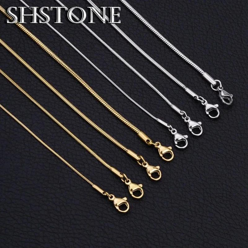 Product Introduction of SHSTONE 1mm 2mm 3mm 925 Sterling Silver Round Snake Chain Necklace 18K Gold Necklaces For Men Women's Fashion Jewelry 13