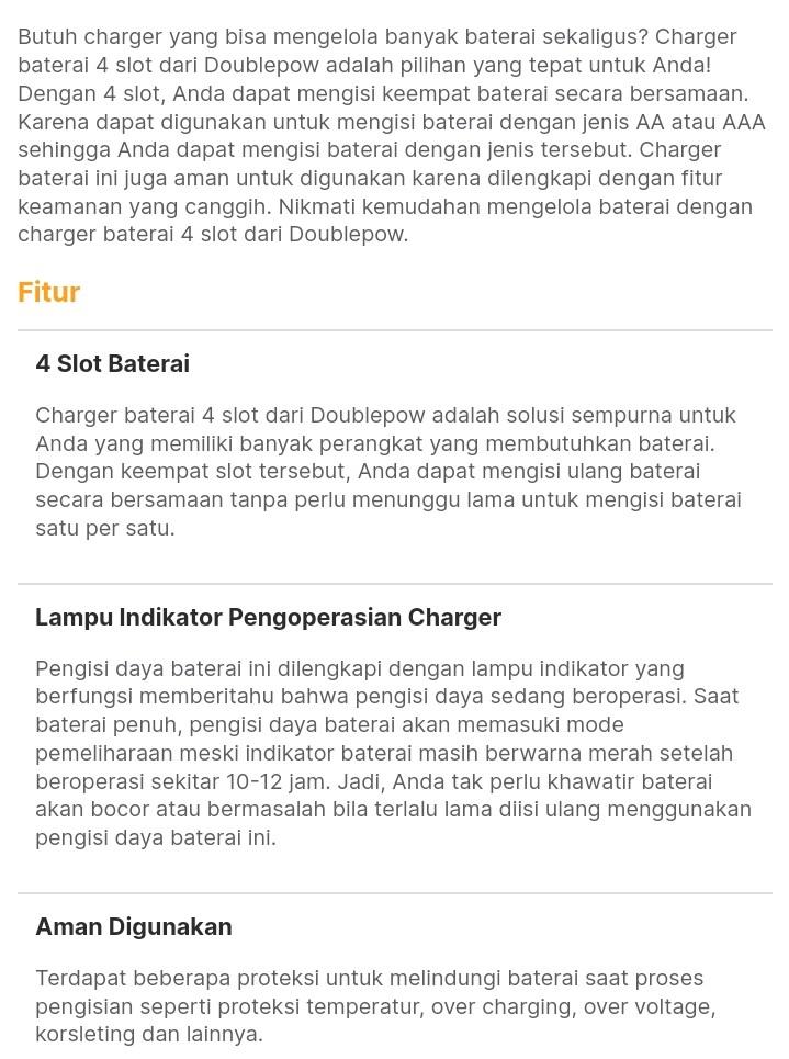 Product Introduction of PROMO Bayar Ditempat Original 100% DOUBLEPOW Charger Baterai 4 slot AA/AAA Tanpa Batre- DB-B02 CHARGER BATERAI BISA COD/ CASAN BATRE A2 DAN A3 4 SLOT BATERAI 2