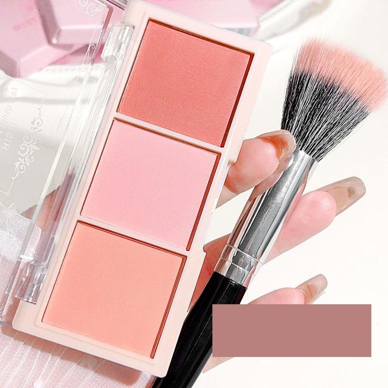 Bảng má hồng 3 màu lì Nhỏ Cầm Tay màu đất đỏ Phấn mắt trang điểm Đường viền bóng S1K5 0