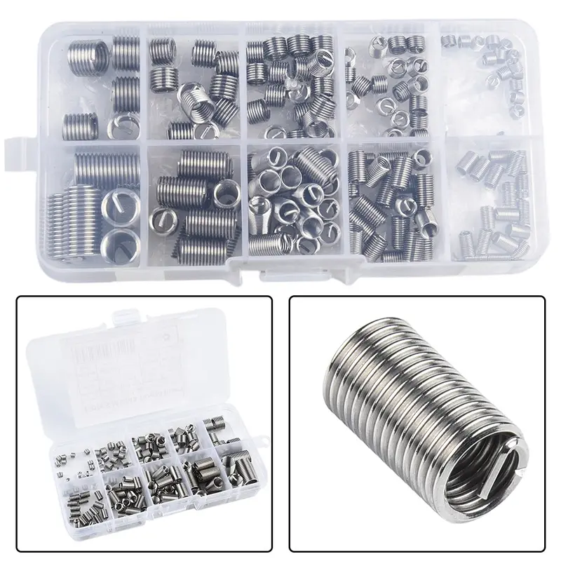 Chèn ren, 150 chiếc, thép không gỉ, xoắn ốc, có sẵn trong các kích cỡ M3, M5, M6, M8, bộ dụng cụ phục hồi ren, thích hợp cho nhôm và magiê, chống mài mòn 1