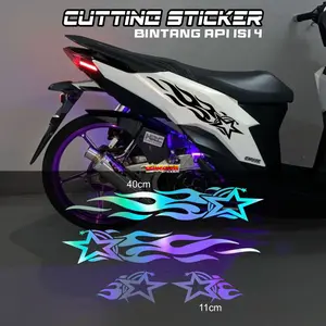 Stiker Bintang Api Set Isi 4Pcs Cutting Sticker Starfire Universal All Motor Original Desain PROMO