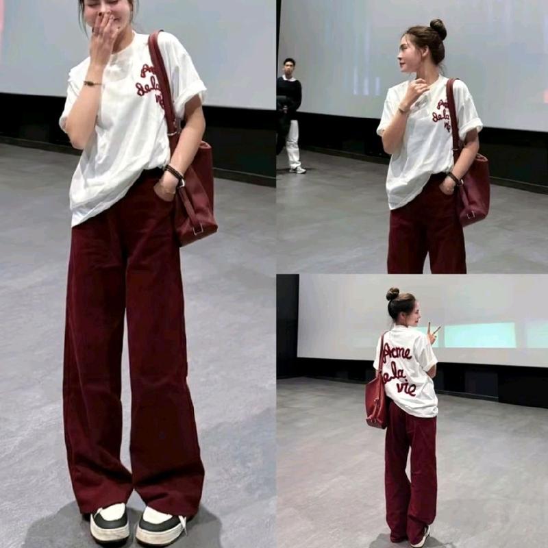 QUẦN JEANS ÔNG RỘNG CẠP CAO MÀU ĐỎ MẬN , MÀU NÂU HOTTREND 2025 3