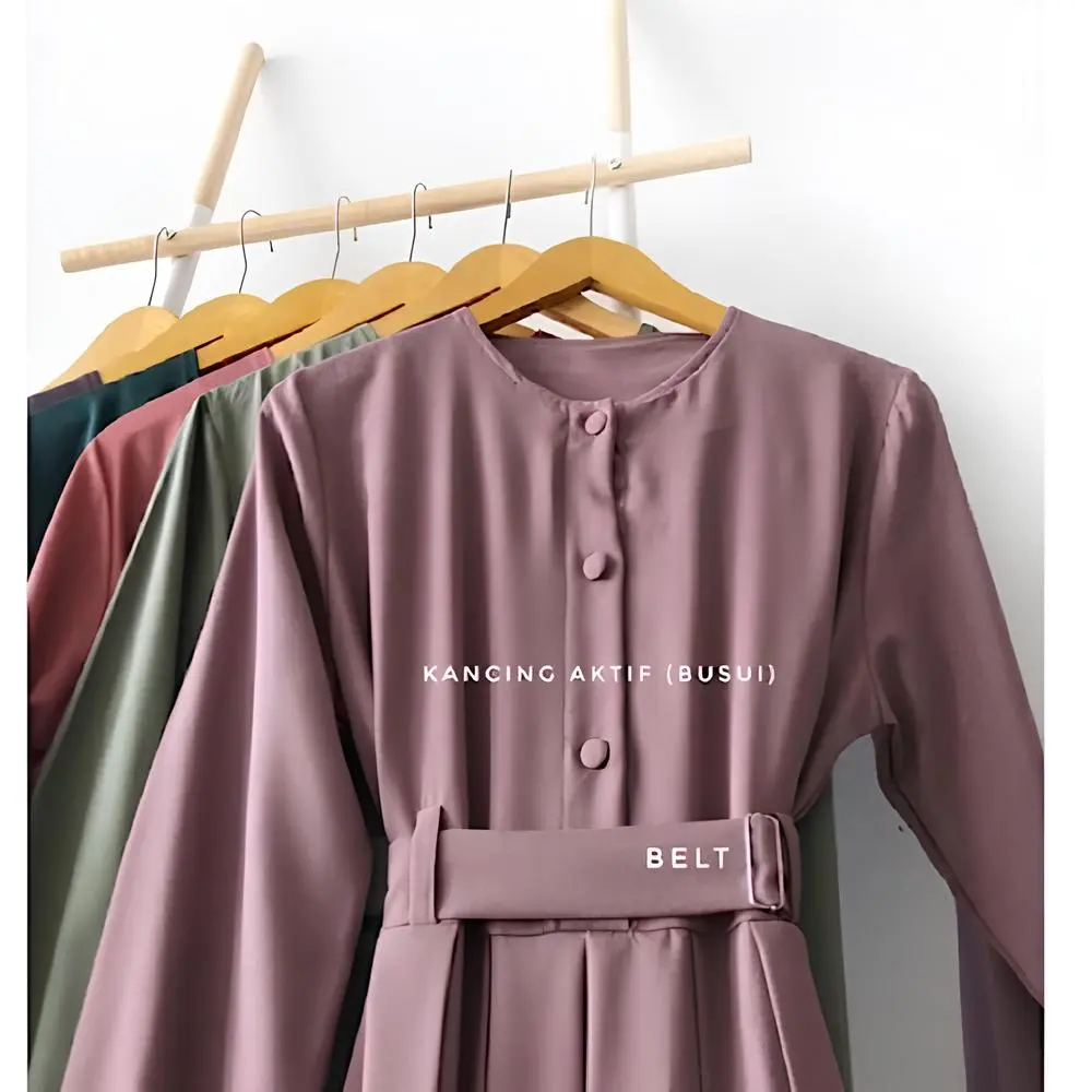 Baju Gamis Syari Wanita Terbaru Busui Friendly Monna Belt Dress Murah