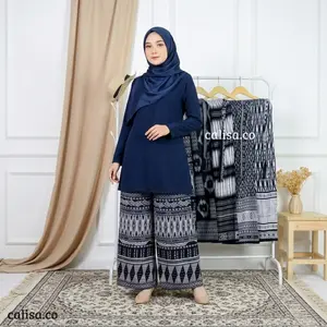 Celana Kulot Motif Songket Hitam Unisex L XL XXL Bahan Rayon Premium Super Adem Lembut Flowly Nyaman Dipakai Seharian | Calisa.co
