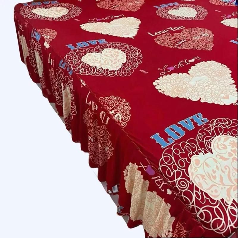 Ga trải nệm thun lạnh Hàn Quốc có bèo phủ 1 bên cạnh dài 45cm ga lẻ không có áo bộ có áo gối