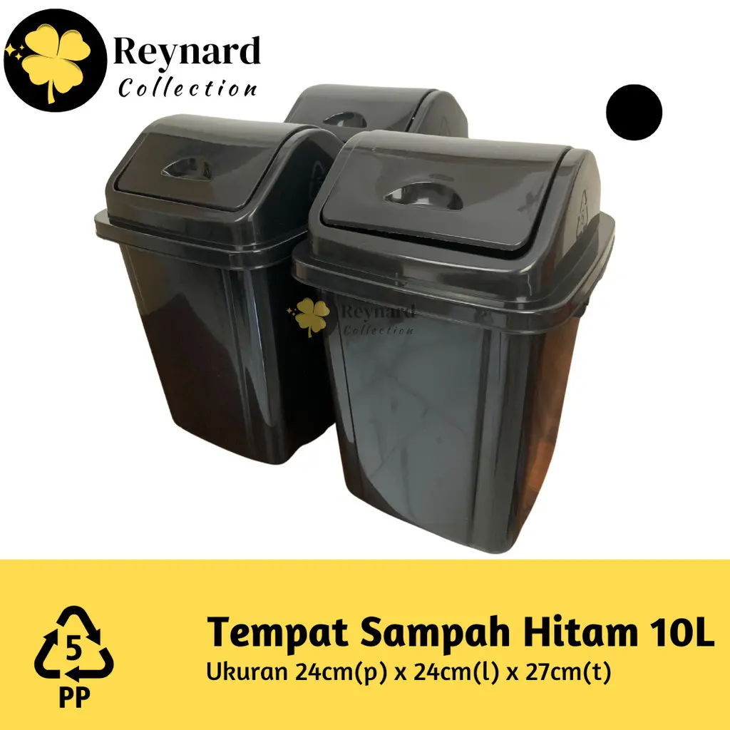 Tempat Sampah 10L Hitam Tempat Sampah Kantor Dapur 10 Liter Hitam Tong Sampah 10L High Quality