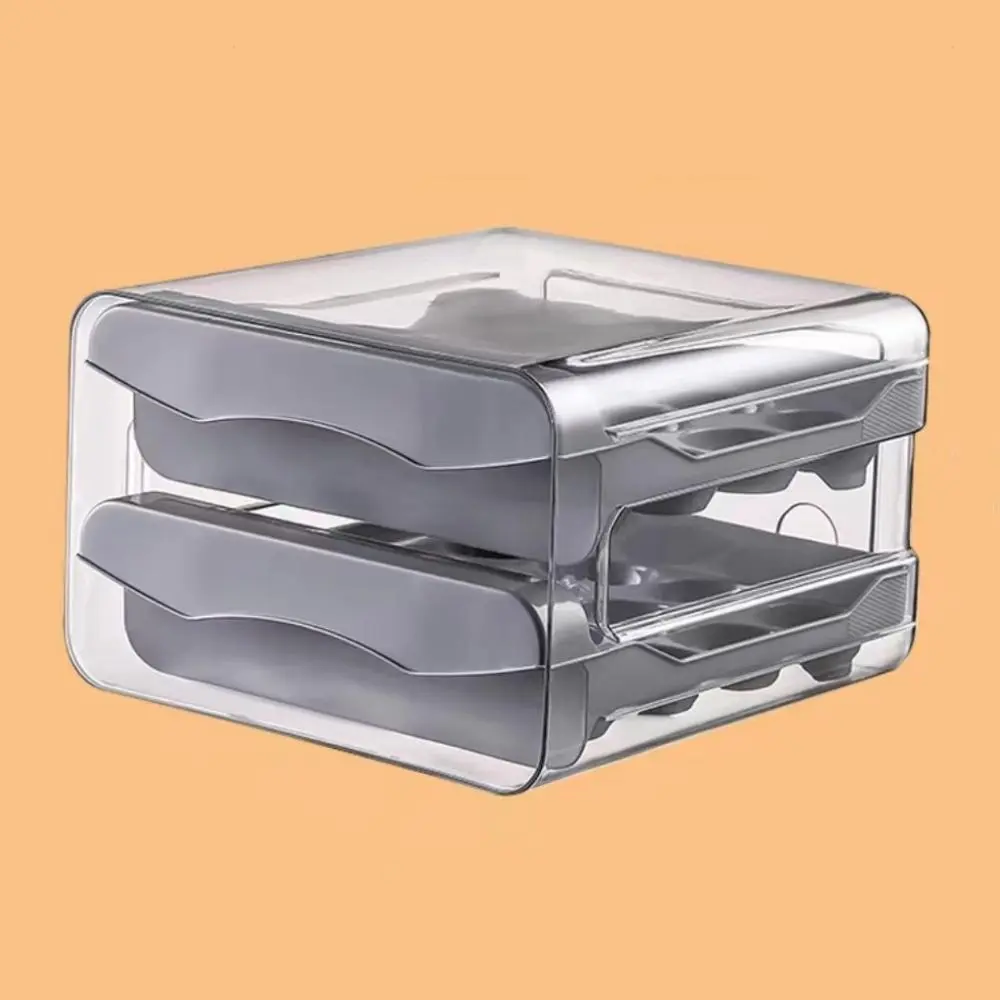Room Accessory Refrigerator Egg Box, 1 Count Room Organizer 2-layers Egg Holder, Kitchen Accessories 32-grids Plastic Egg Organizer Tray, Home Bundles