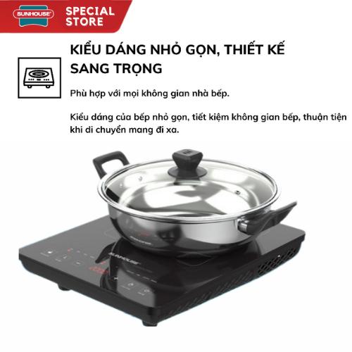Bếp Từ Cảm Ứng Sunhouse Cao Cấp , Bếp Điện Từ Mặt Kính Chịu Lực Tốt