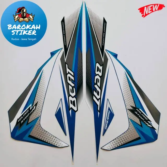 Striping Stiker Polet List motor honda beat fi esp iss idling 2018 biru putih stiker list motor standar kualitas termurah Barokah Sticker 3