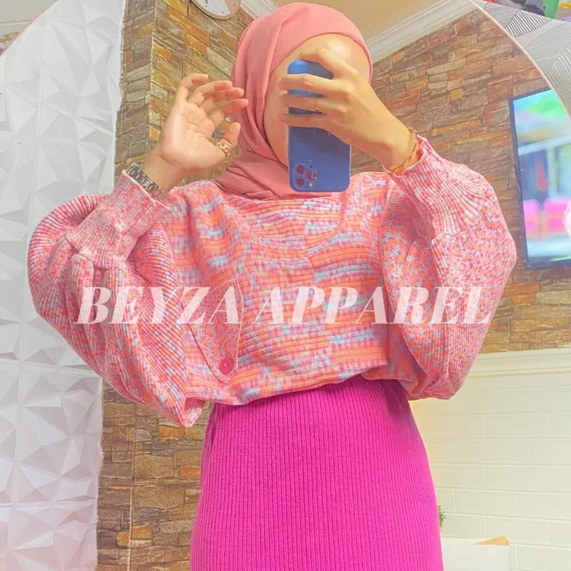[Beyza Apparel] Karin Batwing Rajut Premium Atasan Wanita Korean Style Motif Abstract Blouse Kelelawar Lengan Balon Baju Panjang Oversize Knitwear 8