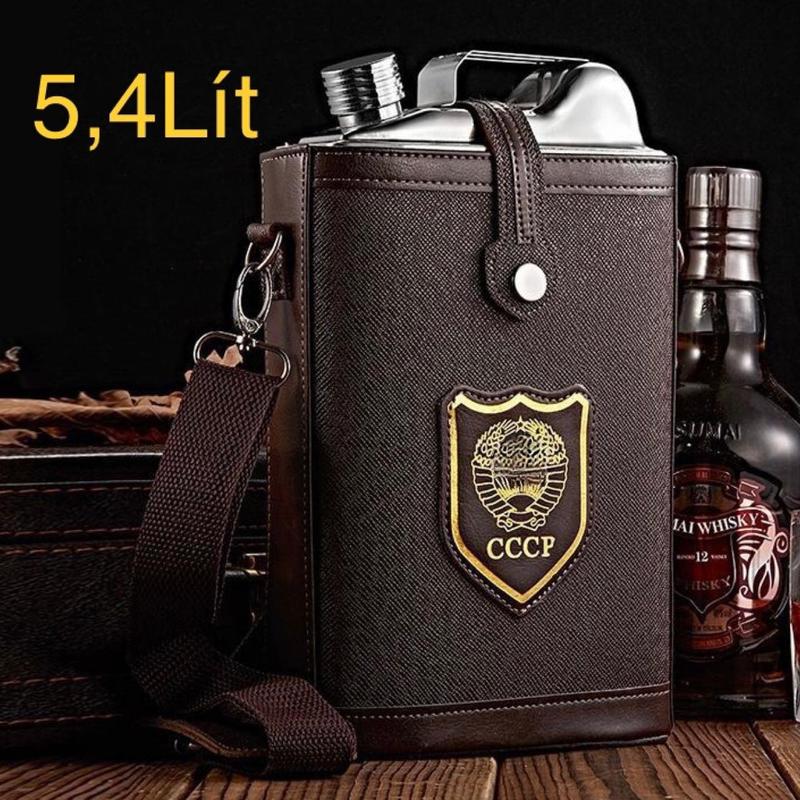 Bình tông đựng nước Kiểu Dáng Can kháng chiến Dung tích 5L Inox 304, tặng bao đựng như hình, hàng dày 0,8mm Bình tông CCCP, có Ly và Phễu