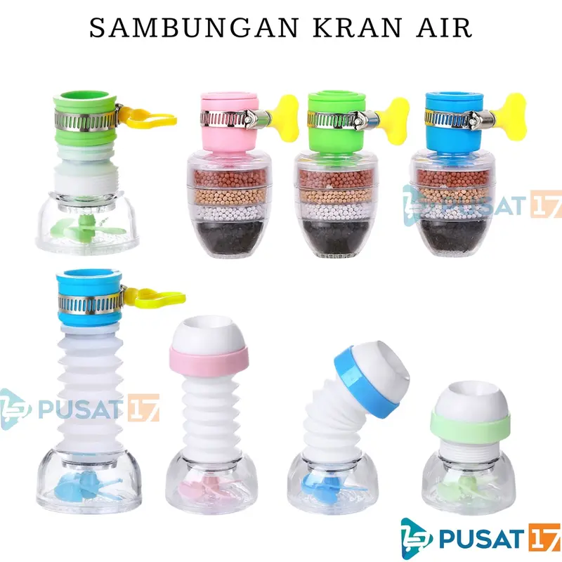 PUSAT17 SAMBUNGAN KRAN AIR SARINGAN FILTER 4 BATU 6 LAPIS / SAMBUNGAN KRAN KERAN AIR FLEXIBLE ANTI SPLASH / SAMBUNGAN KRAN AIR KIPAS KLEM / FAUCET 0