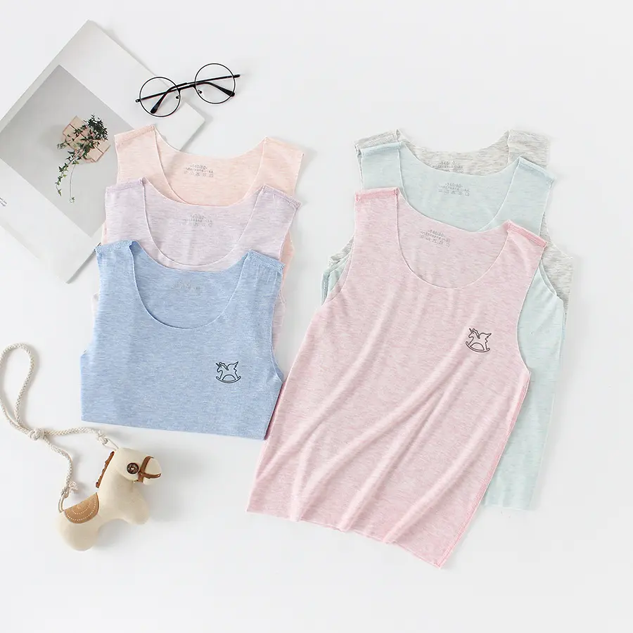 Áo Vest Trẻ Em, Mỏng Mùa Hè, Lụa Lạnh, Vải Modal Không Đường May, Dành Cho Bé Trai Và Bé Gái, Trẻ Mới Biết Đi Và Trẻ Sơ Sinh, Ôm Sát, Có Thể Mặc Bên Trong