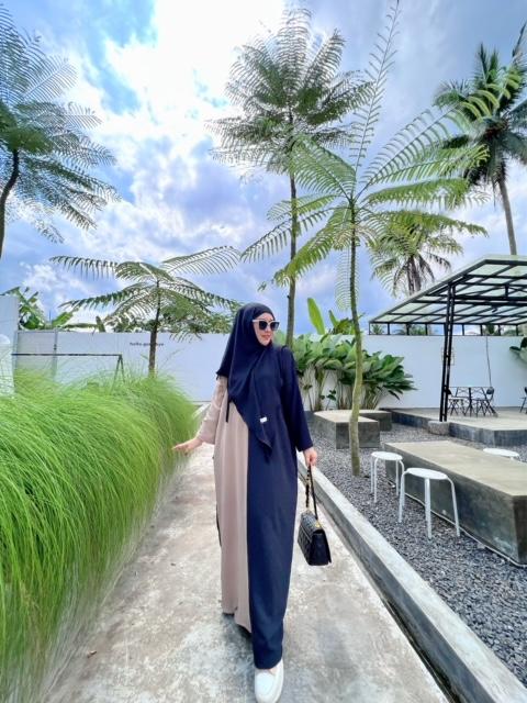 Gamis Abaya Nazira Crinkle Airflow Anti kusut anti lecek Syari Muslim Kombinasi Dress Wanita Simple Dewasa Remaja Mewah Motif Ibu Hitam 5