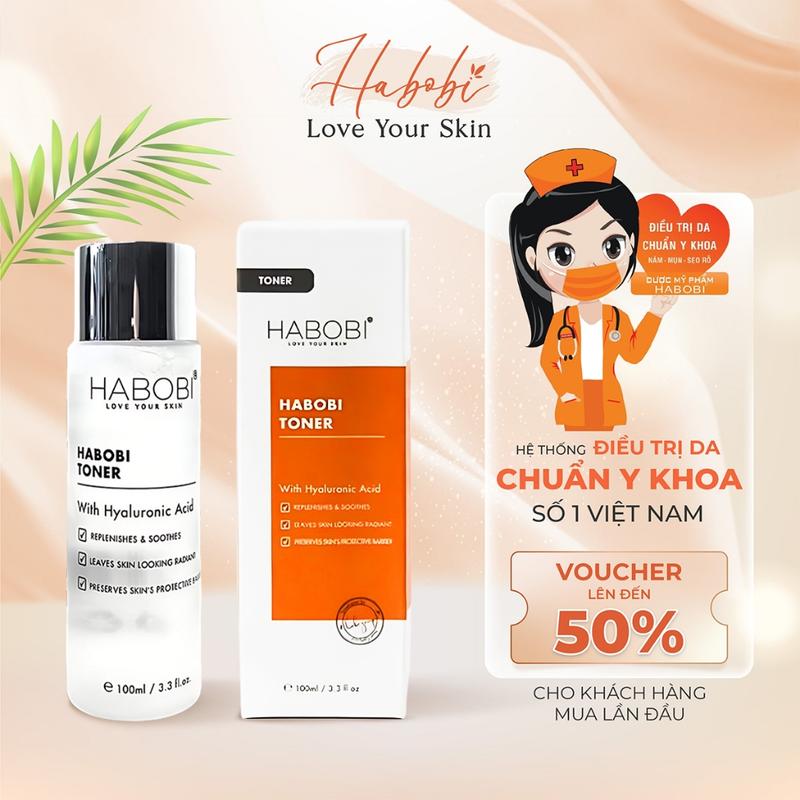 Toner hoa hồng Habobi giúp làn da căng bóng mịn màng, se khít lỗ chân lông chốn