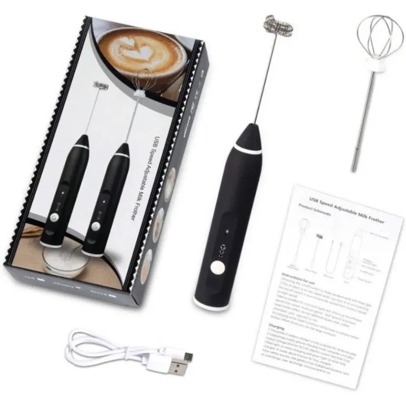 Máy tạo bọt cafe 3 tốc độ, máy đánh trứng cầm tay không giây, hỗ trợ sạc pin tiện lợi sử dụng 0