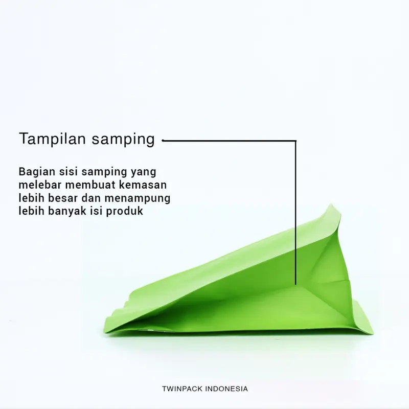 Kemasan Kopi 100 Gram Ziplock Hijau Flat Bottom Square Wide | Valve | Zipper | Packaging Kopi 1