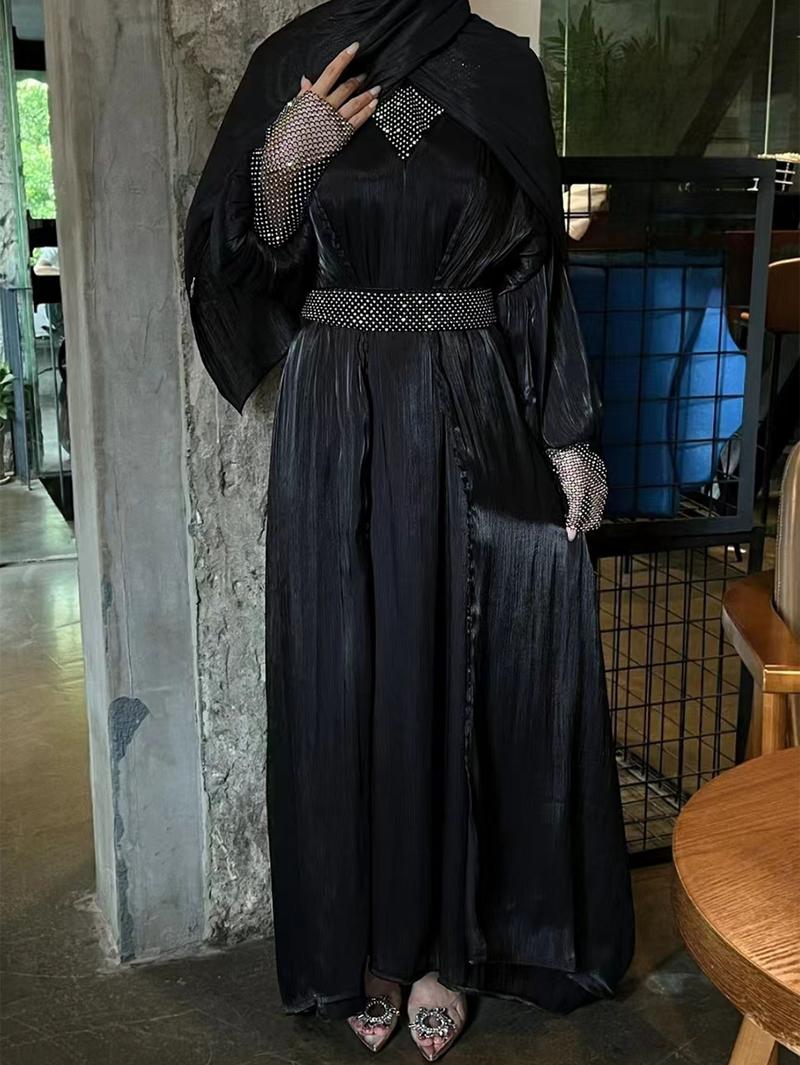 Product Introduction of 2025 Women's Clothing Muslim Abaya Chiffon Long Robe Dress Evening Gown 10