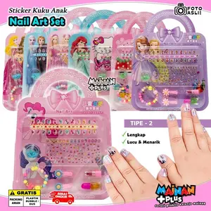 Mainan Make Up Anak Perempuan Stiker Kuku Anak 3D Nail Art Set Sticker