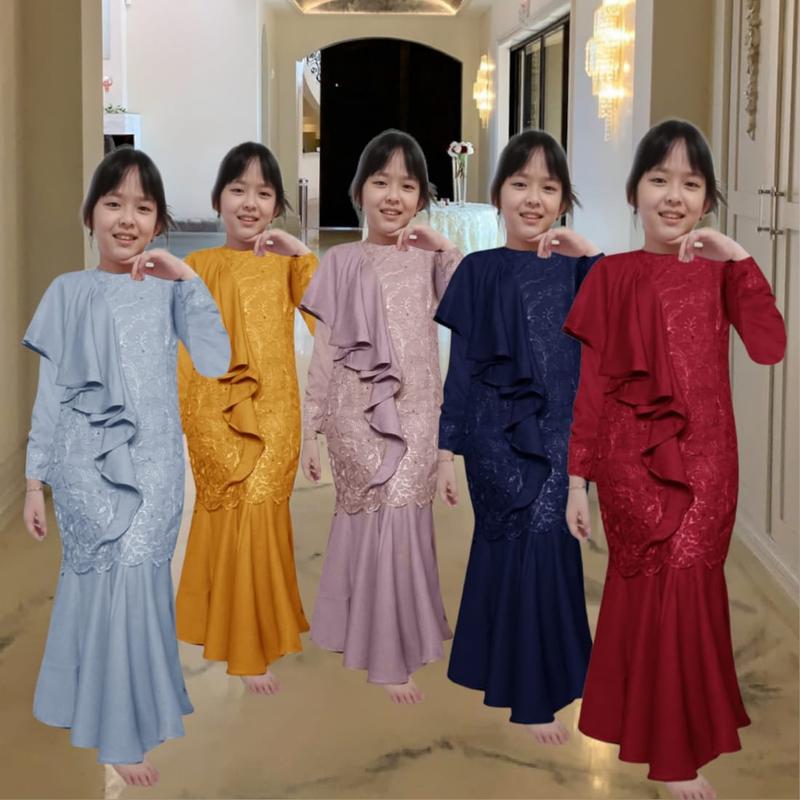 Product Introduction of Gamis Aisyah Duyung Anak Brukat Premium Couple Seragam cewek terbaru Size Anak sampai ABG Tanggung 0