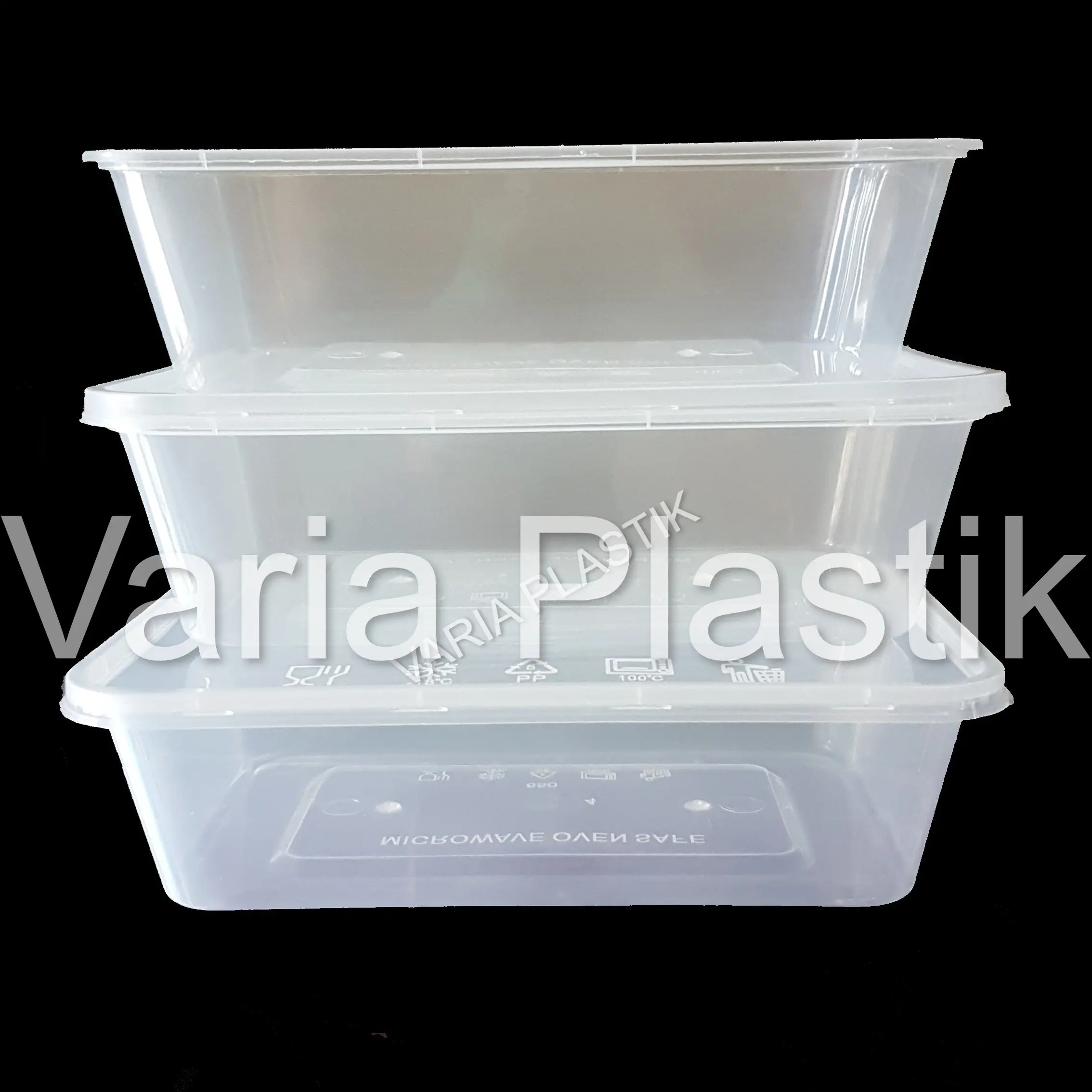 Thinwall 650 ml / Food container / Wadah Kotak Makan Plastik + Tutup @25 pcs