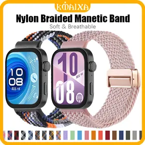 Magnetic Buckle Band for Huawei Watch Fit 4 /Huawei Watch Fit 4 Pro /Huawei Watch Fit 3 Strap Polos Warna Nilon Nylon Braided Sport Soft Breathable Wristband Tali Pengganti Band Belt Bracelet Accessories for Tali Jam Tangan Smartwatch Huawei Fit 4/Fit 3