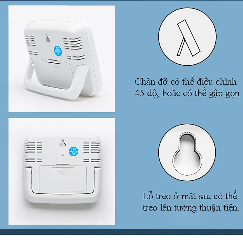 Nhiệt Kế phòng ngủ Điện Tử tích hợp đông hồ và lịch 3 trong 1 Đa Chức Năng Và Tiện Lợi 5