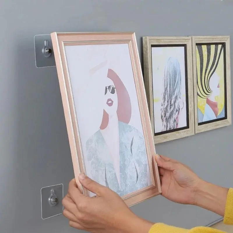 No Need To Punch Holes Installation ,  Stainless  Steel Traceless Screw Stickers, Organiser Traceless Wall Nail Pendant Stickers, Traceless Stickers,  Decorative Photo Frame Stickers