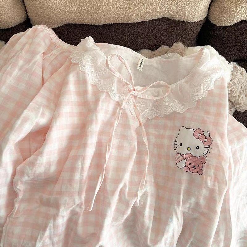 Product Introduction of Bộ Đồ Ngủ Hello Kitty, Phong Cách Công Chúa, Cổ Tròn, Dành Cho Nữ, Bộ Sưu Tập Xuân Thu, Áo Dài Tay Và Quần (Áo Mặc Bên Ngoài), Sẵn Sàng váy  ngủ  cho  bé  gái 9