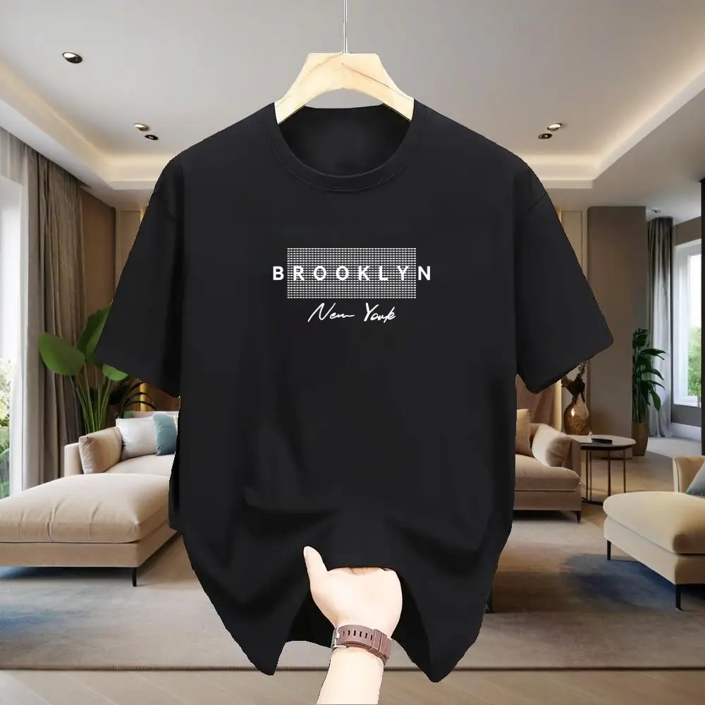 Áo Thun Nam, Họa Tiết Búp Bê "NEW YORK", 100% Cotton, In Chữ, Phong Cách Thường Ngày ngắn Tay, Vừa Vặn Với Áo Thun, Màu Xanh Lá Cây, Có Quần Đùi, Thích Hợp Cho Nam Menswear Cổ Tròn