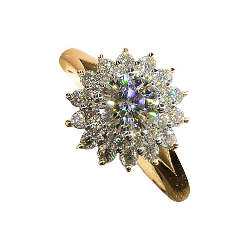 Product Introduction of Exquisite Zircon Sunflower Ring Bling Finger Ring For Women Girl Wedding Engagement Party Jewelry Gift 23