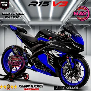 Yamaha Decal R15 v3 Model Keren Simpel Fullbody NDC504 / Tahan Panas Tahan Air Tidak Pudar Racing Motorcycle