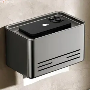 Kotak Tempat Tisu Aluminium – Rak Holder Tissue Roll untuk Kamar Mandi dan WC, Dapat Ditempel di Dinding, Desain Praktis dan Tahan Lama