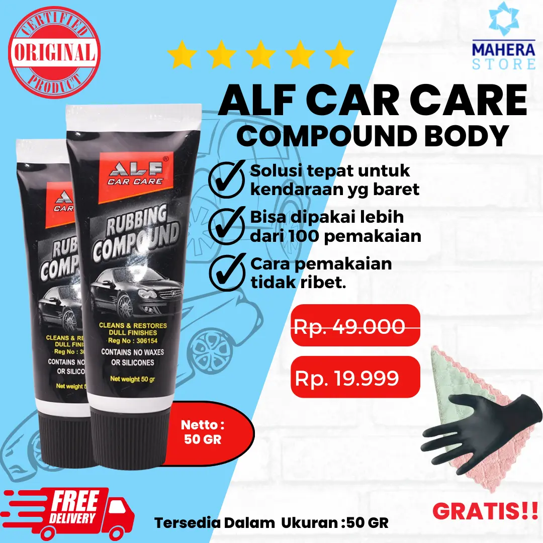 ALF RUBBING COMPOUND PENGHILANG BARET BODY KENDARAAN MOBIL / MOTOR 100% AMPUH