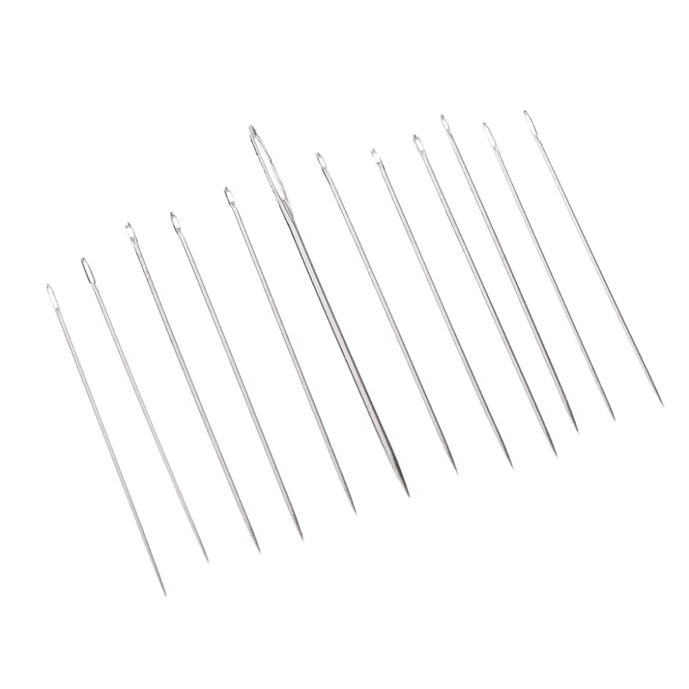 12Pc/lot Silver Thick Big Eye Sewing Needles Embroidery Hand
