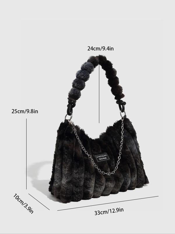 Women's Tie Dye Fluffy Purse Shoulder Bag with Chain Strap, Trendy Large Capacity Square Bag for Women for Fall & Winter, Female Underarm Bag for Party, Club 8