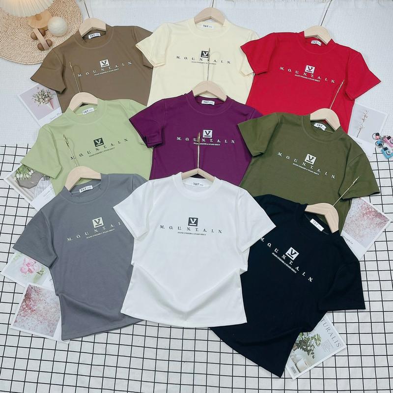 Áo thun cổ tròn chất Borip co giản 4 chiều from áo Baby Tee kiểu dáng ôm - Mã Baby Tee in chữ V