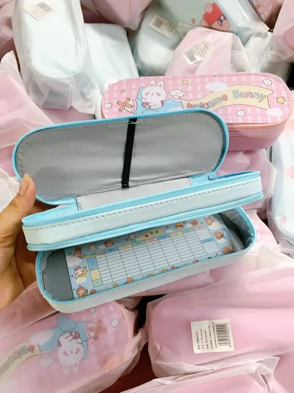 Hộp bút túi đựng bút 2 tầng khóa kéo bé gái bé trai họa tiết xinh xắn 6