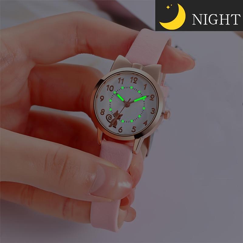 Bộ Vòng Tay Đồng Hồ Học Sinh, Thời Trang Dễ Thương Hàn Quốc, Thiết Kế Hình Mèo Hoạt Hình Vỏ Sò 6