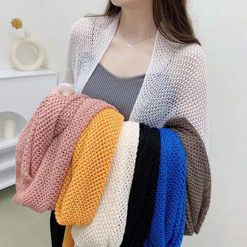 Áo Cardigan Dệt Kim Lưới Làm Mát Cho Nữ Áo Khoác Ngoài Mùa Hè Sành Điệu Hỗ Trợ Cổ