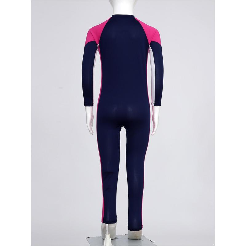 Hansber Girls Rash Guard Swimsuit UPF 50+ Full Cover Wetsuit Sun Protection Long Sleeve One Piece Swimwear 4