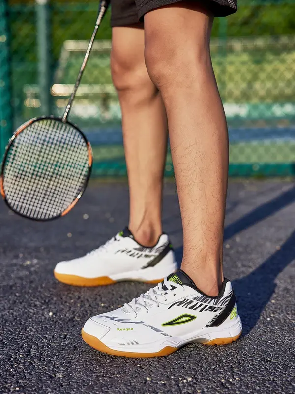 Men's Colorblock Letter Print Lace Up Badminton Shoes, Sporty Breathable Comfortable Shoes, Non-slip Badminton Training Shoes for Men 7