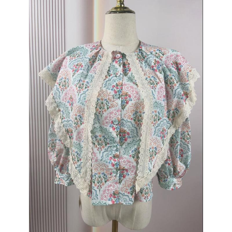 CHICMORE Korean-style design sense versatile floral long-sleeved - Shop ...