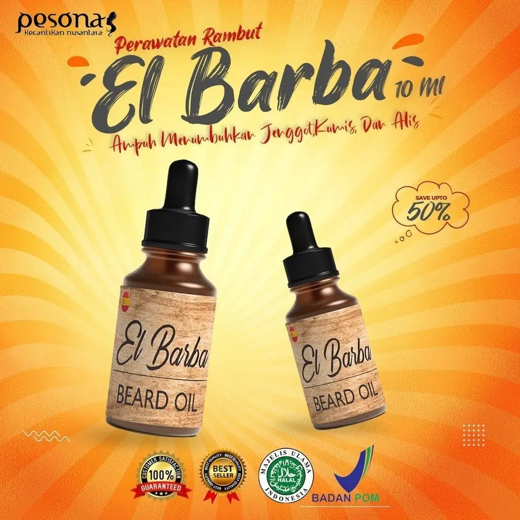 ELBARBA minyak Penumbuh rambut Bulu dan Penebal Jambang: Krim Alami untuk Pria Sejati - Mousse