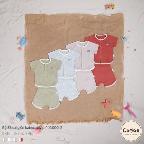 Sơ Sinh Cookie Bộ Quần Áo Sơ Sinh Cookie Cộc Tay Cài Giữa Babycorn Hạt Ngô Cho Bé Trai Gái - Size 0-3M 3-6M 6-9M - Chất Liệu Cotton Mềm Mát quanao tresosinh