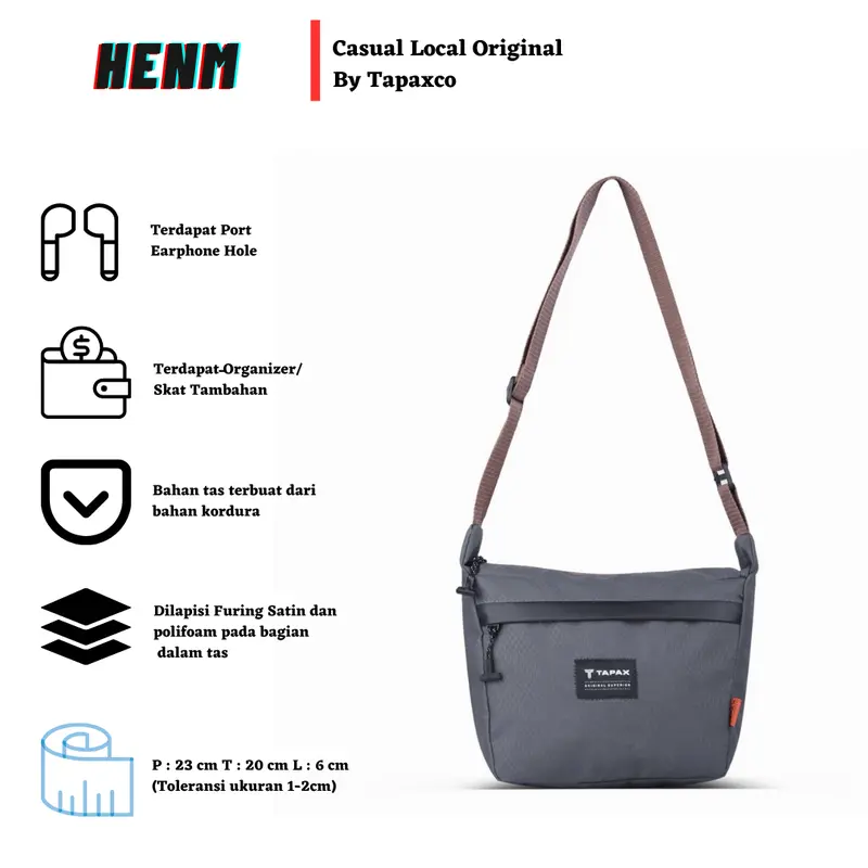 [Beli Lokal] TAPAXCO Tas Selempang Pria Henm Slingbag Casual Local Original Waistbag 0