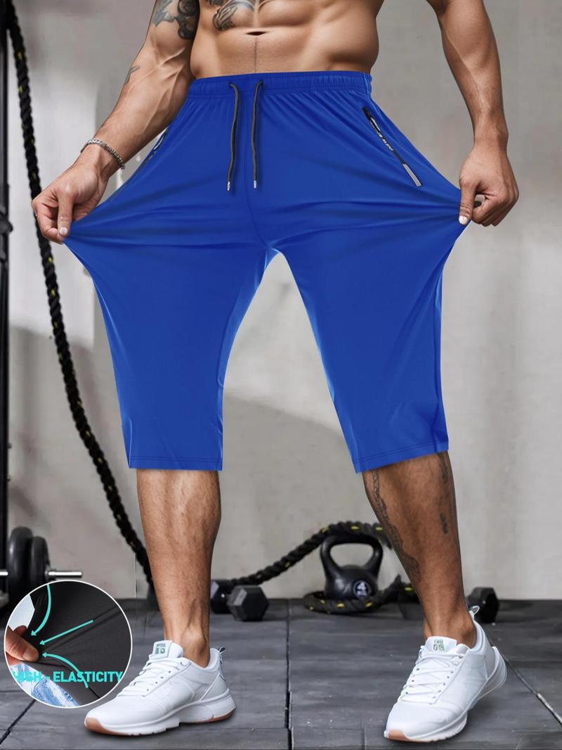 Product Introduction of Men's Solid Color Drawstring Waist Zipper Pocket Shorts, Regular Fit Casual Breathable Comfortable Shorts for Summer, Men's Bottoms for Gym Workout Running 5
