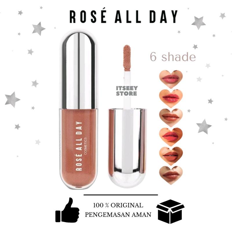 Rose All Day Lip Gloss Chill Joy Glow Spill the Tea Posh Thrill Pill Melembabkan Glow Lips Finish 0